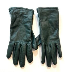 Vintage Dark Deep Green Leather Gloves Women’s Size Medium Driving Gloves 90s